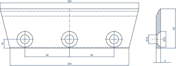 Kramp - WCB00308 - Holzhackermesser 280x80x9