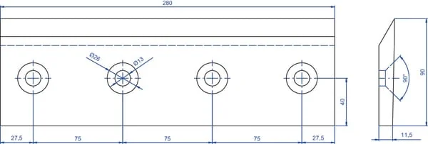 Kramp - WCB00516 - Holzhaeckslermesser 280x90x13/11,5