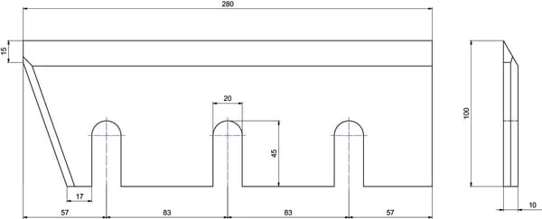 Kramp - WCB00714 - Haeckslermesser 280x100x10