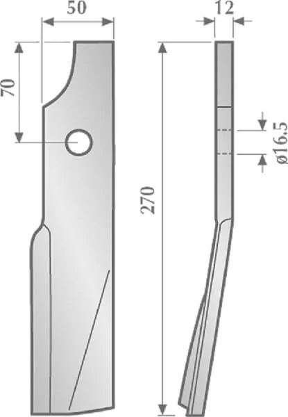 KUHN - 51933800 - Rotovator-Messer Rechts 50 mm 12 mm Dick, Geeignet Für KUHN