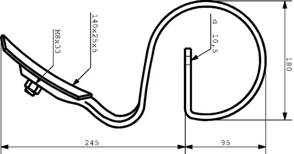Kverneland Rau - RG00019933 - Federzinke 25x8x340mm Mit Spitze Passend Für Kverneland Rau