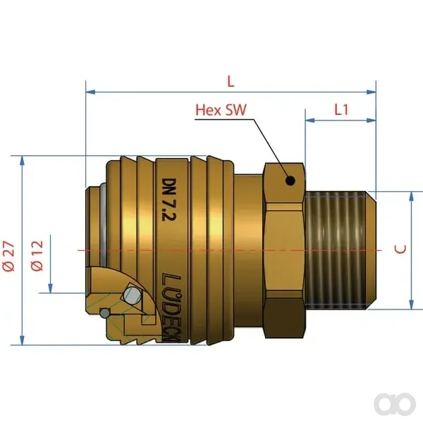 Lüdecke - ES18A - Q-Rel-Kupplung mit Aussengewinde BSP 1/8
