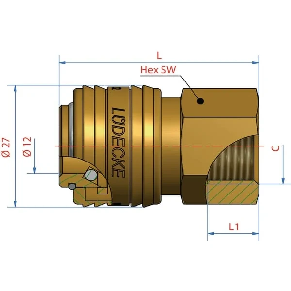 Lüdecke - ES38I - Q-Rel-Kupplung mit 3/8 BSP Innengewinde