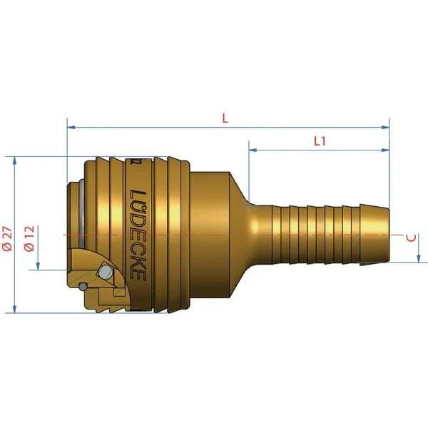 Lüdecke - ES6T - Schnellkupplung mit 6mm Schlauchstutzen
