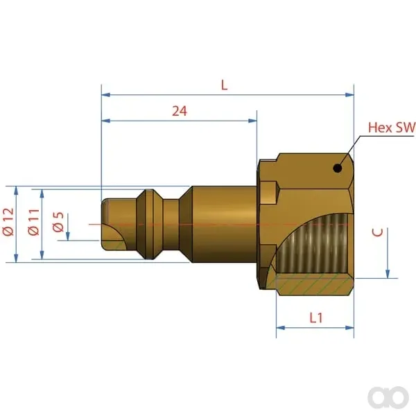 Lüdecke - ESA14NIR - Stecker mit 1/4 BSP Innengewinde