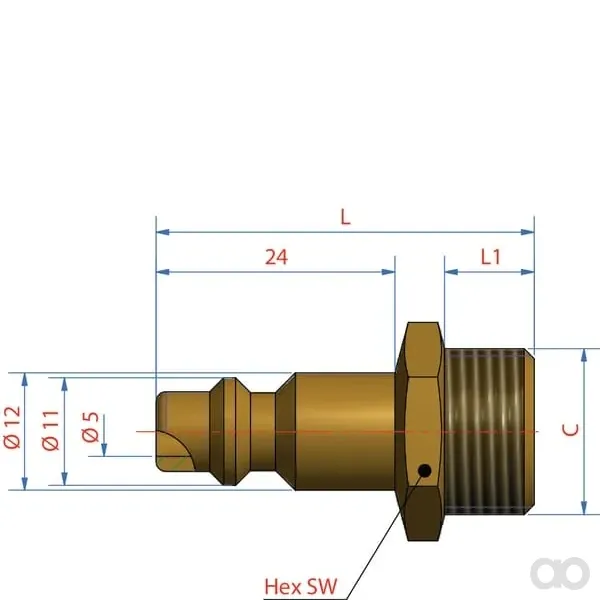 Lüdecke - ESA38NAR - Stecker Mit 3/8" BSP Aussengewinde
