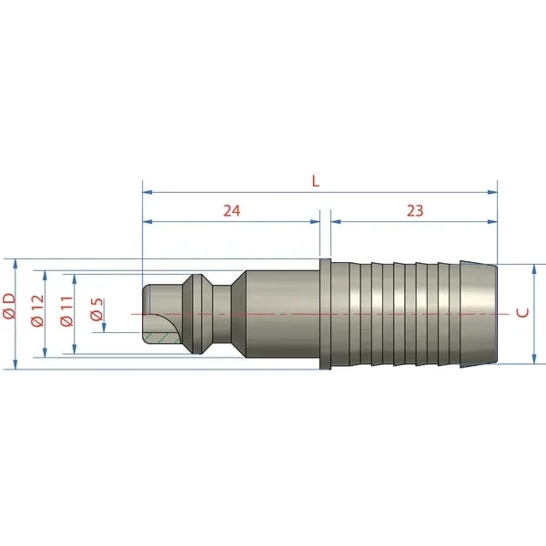 Lüdecke - ESAI13SS - Stecknippel Mit 13mm Schlauchstutzen