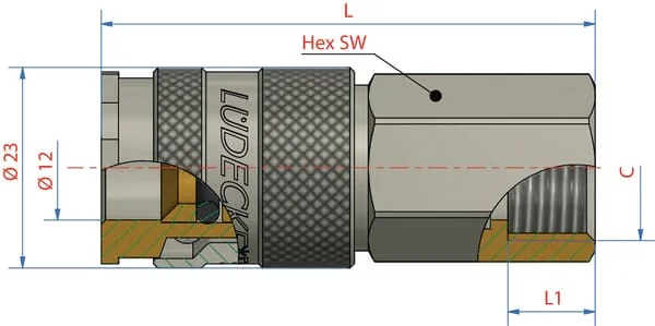 Lüdecke - ESAI14I - Q-Rel-Kupplung Mit 1/4" BSP Aussengewinde