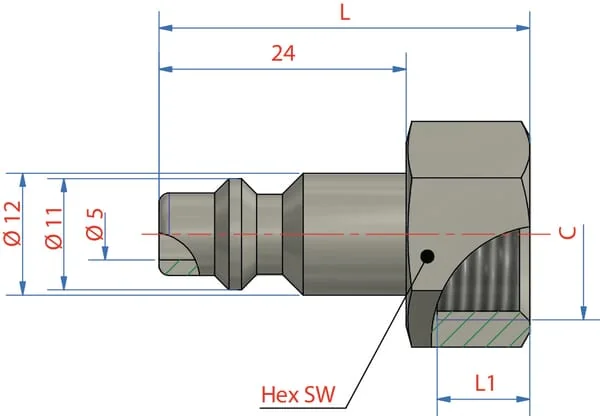 Lüdecke - ESAI14NIS - Steckverbinder Mit 1/4" BSP Aussengewinde