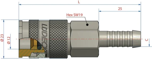 Lüdecke - ESAI8T - Schnellkupplung Mit 8mm Schlauchstutzen