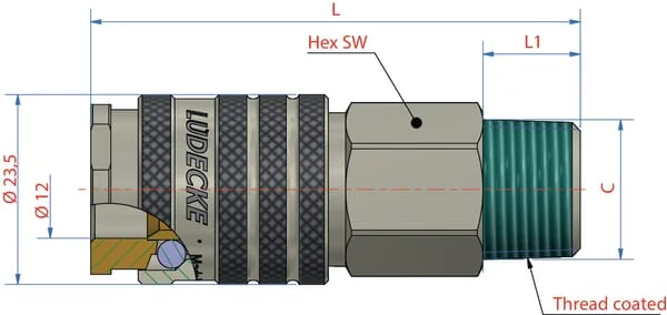 Lüdecke - ESI12A - Schnellkupplung Mit 1/2" BSP Innengewinde