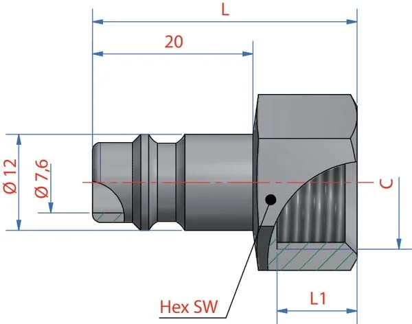 Lüdecke - ESI12NIS - Stecknippel Mit 1/2" BSP Aussengewinde