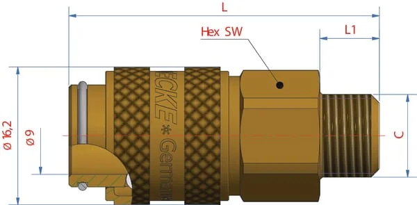 Lüdecke - ESM14AAB - Q-Rel Kupplung mit 1/4" BSP Außengewinde
