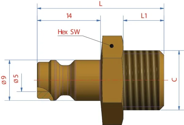 Lüdecke - ESM18NA - Männlicher Anschluss mit 1/8" BSP Außengewinde