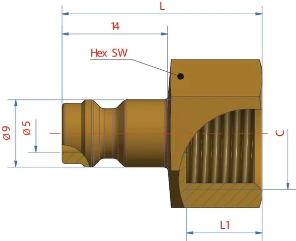 Lüdecke - ESM38NI - Männlicher Anschluss mit 3/8" BSP Innengewinde