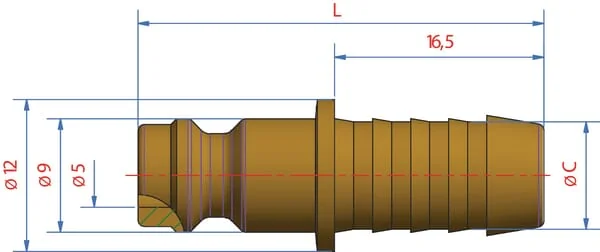 Lüdecke - ESM4S - Männlicher Anschluss mit 4 mm Schlauchstutzen