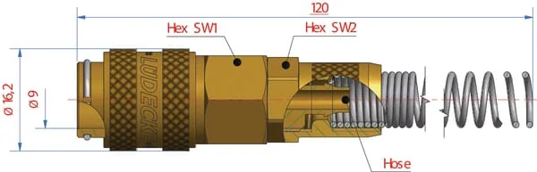 Lüdecke - ESM6TQF - Schnellkupplung mit Sicherheitsfeder 6x8 mm