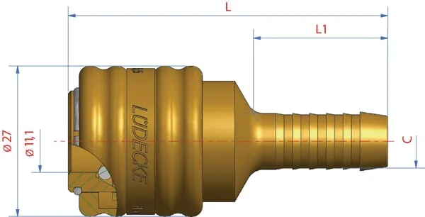 Lüdecke - ESO10T - Schnellkupplung mit 10 mm Schlauchstutzen