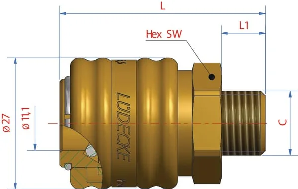 Lüdecke - ESO14A - Q-Rel Kupplung mit 1/4" BSP Außengewinde