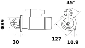 Mahle - IS1333 - Anlasser 12V, 4,2kW, 10-Zaehne, Im Uhrzeigersinn