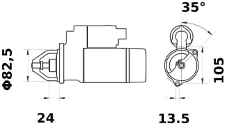 Mahle - IS1425 - Starter 12V, 2,7kW, 13 Zaehne, CW