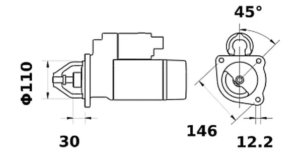 Mahle - IS1434 - Starter 12V, 4,2kW, 9 Zaehne, CW, Mit Reduktionsgetriebe