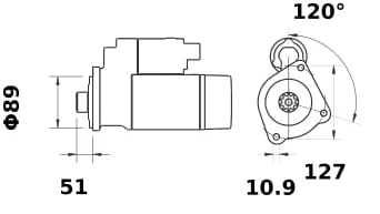 Mahle - MS882 - Anlasser 24V 5,5KW 10 Zaehne