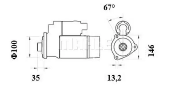 Mahle - MS999 - Starter 12V, 3,3KW, 10-Zähne, CW