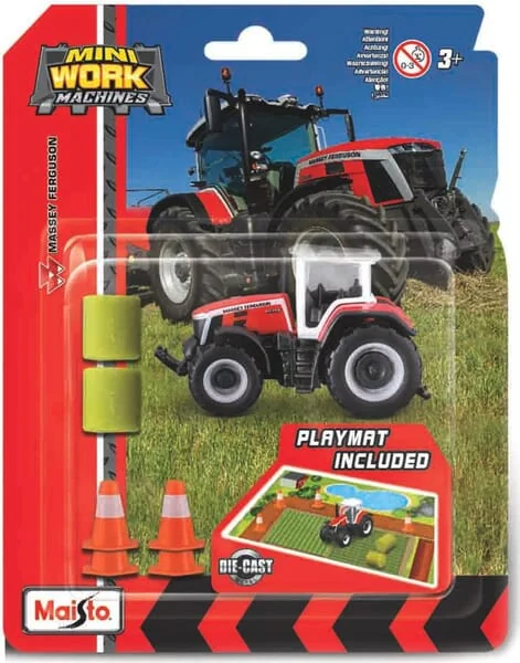 Maisto - MA15592M - Massey Ferguson Mini-Arbeitsmaschinen Mini-Bauernhof-Spielset