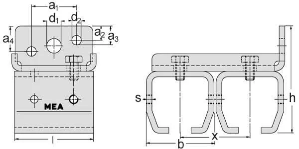 Mea - TB335640 - Wandhalterung fuer Schiene Doppelt Gr.1