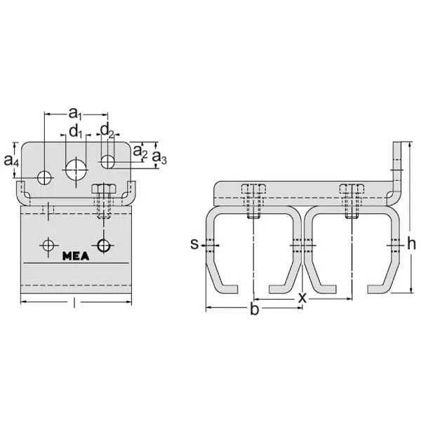 Mea - TB335670 - Wandhalterung fuer Schiene Doppelt Gr.3