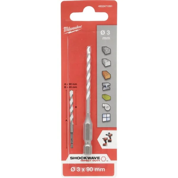 Milwaukee - 4932471091 - Bohrer 3x90mm TCT Allzweck