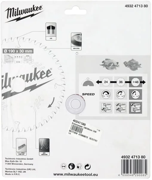 Milwaukee - 4932471380 - Kreissaegeblatt 190/30mm Z48
