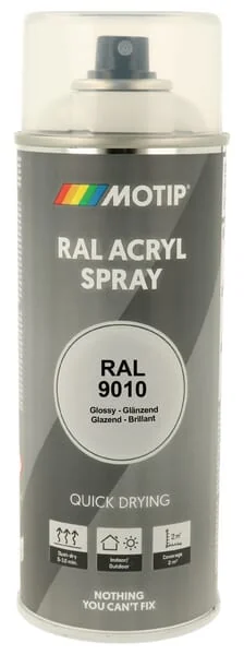 Motip - 07040 - RAL 9010 Spray Acryl Reinweiss