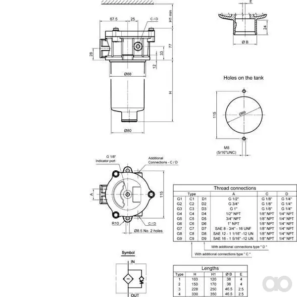 MP Filtri - MPF1001P10 - Rücklauf MPF 100/1-12-P10-T 3/4"