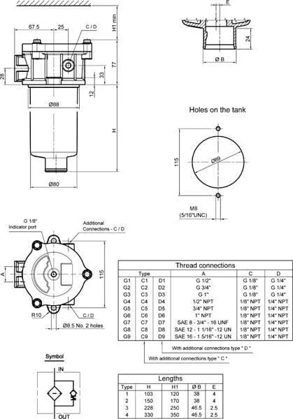 MP Filtri - MPF1001P25 - Rücklauf MPF100/1-12-P25-T 3/4"