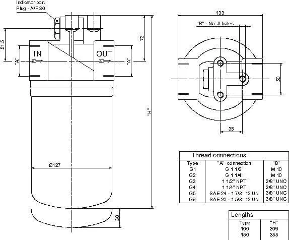 MP Filtri - MSH150BP25 - Rücklauffilter 20-P25-T2 1 1/2