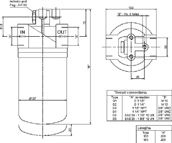 MP Filtri - MSH150BP25 - Rücklauffilter 20-P25-T2 1 1/2
