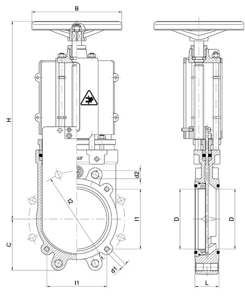 MZ - ARZO0102100000 - Messerabsperrschieber 4" Mit Handrad