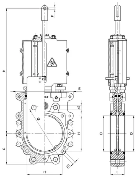 MZ - ARZO0130100550 - Messerabsperrschieber 4" Bidirektional (Hydraulisch)