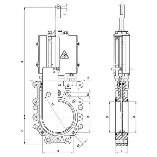 MZ - ARZO0130250575 - Messer-Schieber 10" Bidirektional (Pneumatisch)