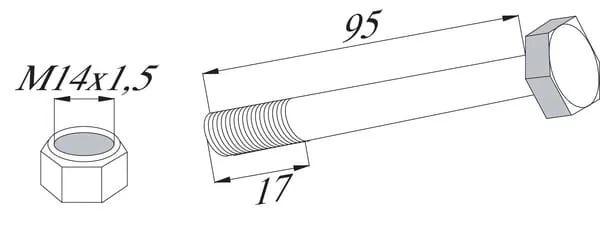 Non Branded - BH2950 - Sechskantschraube Mit Sicherungsmutter M14x1,5x96/17 10,9