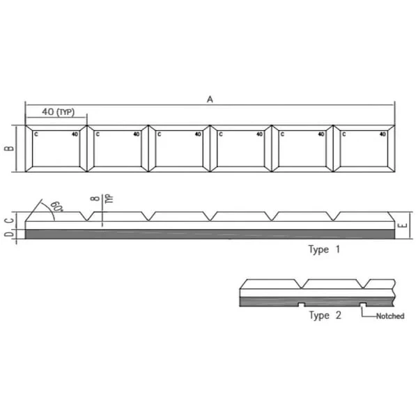 Non Branded - CCB24010023N - Verschleissstreifen Chocky-Bar 240x100x23mm Gekerbt