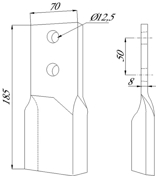 Non Branded - CK3310 - Kongskilde 70x185 Gerades Flailmesser
