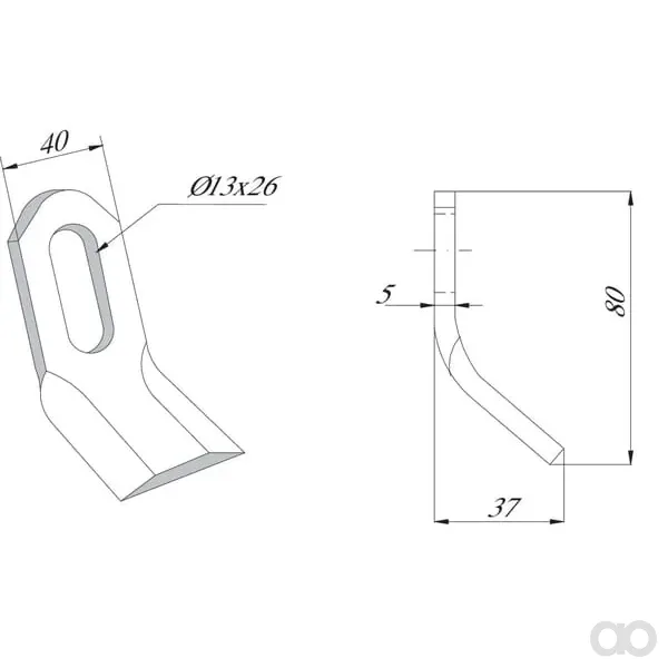 Non Branded - CK3460 - Gekroepftes Flailmesser 40x80mm Maletti