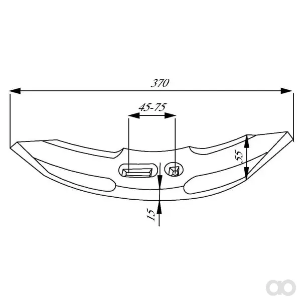 Non Branded - CP119 - Grubberspitze 370x55x15mm Wendbar Gebogen 2 Loecher Geeignet Fuer Amazone