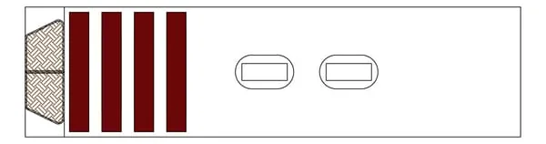 Non Branded - CP704CN - Kultivatorspitze 382x100x20mm, Gehaertet, Gebogen, 2 Loecher