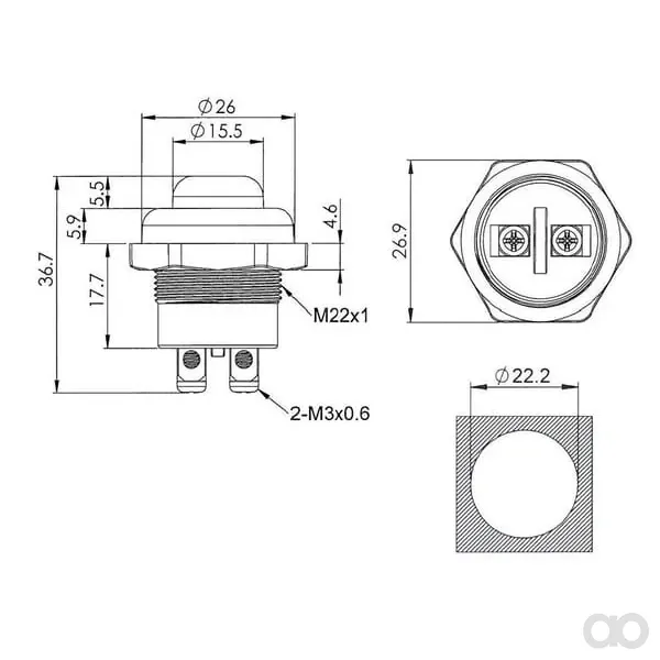Non Branded - EL200100 - Drucktaster 12,5 A 24 V