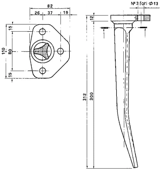 Non Branded - KE0102 - Kreiseleggezinke, Länge 312 mm, Geeignet für Amazone
