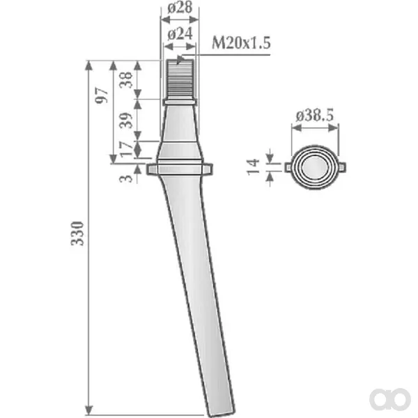 Non Branded - KE0400 - Kreiseleggezinken Links/Rechts, Länge 330 mm, Geeignet für Feraboli